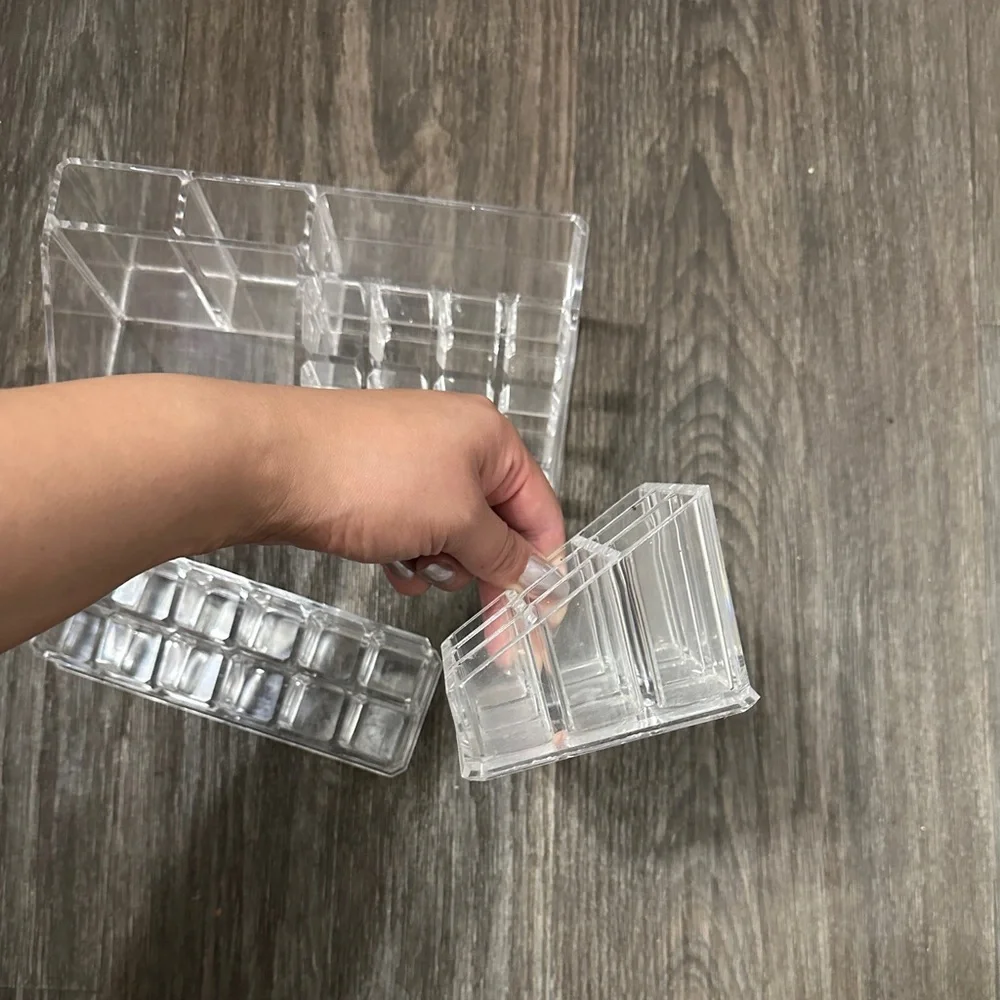 Set of 3 Clear Acrylic Makeup Organizers